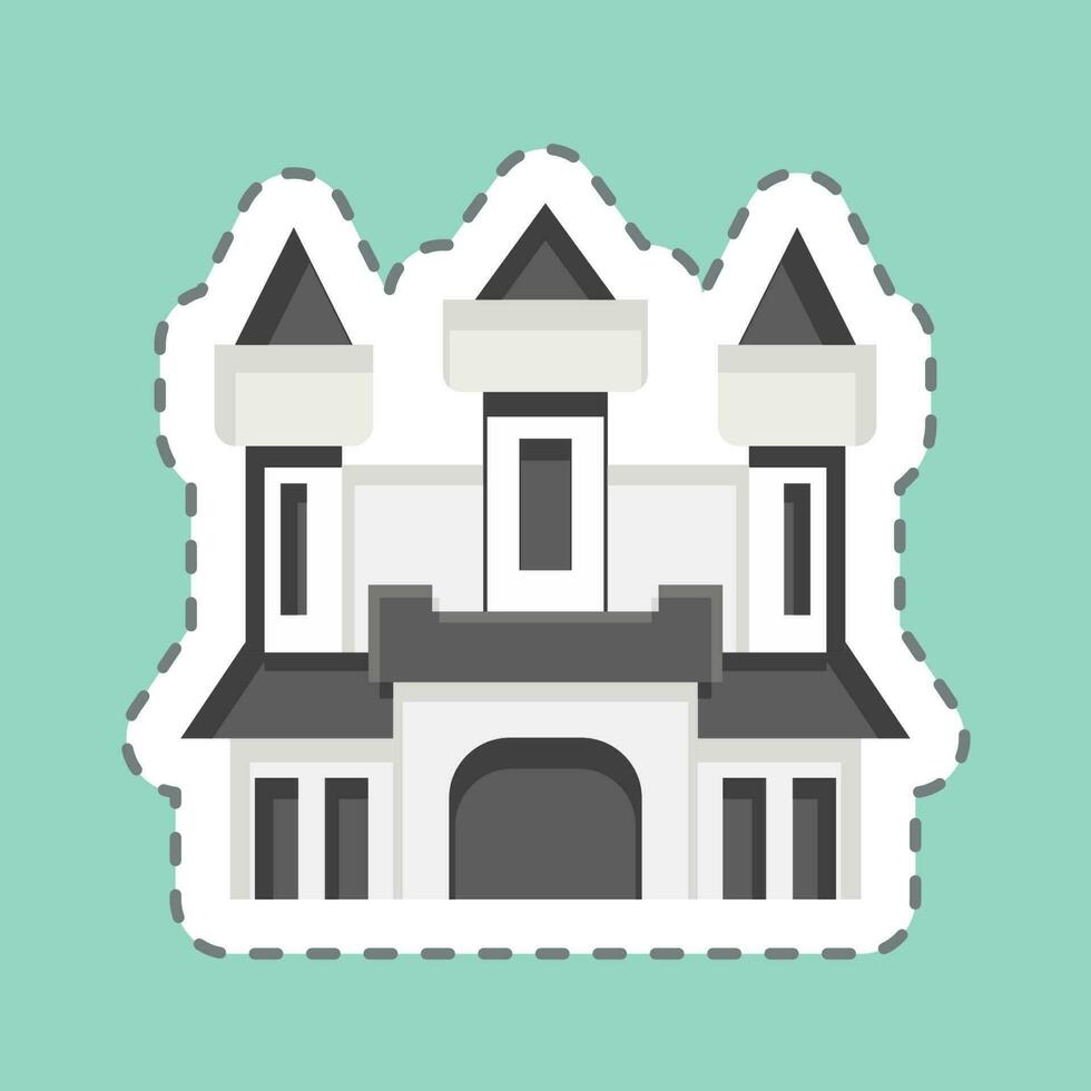 Sticker line cut Castle. related to Halloween symbol. simple design editable. simple illustration vector