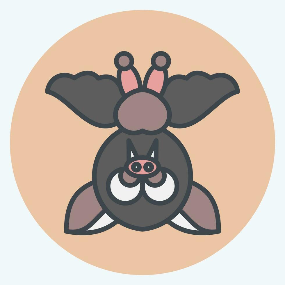 Icon Bat. related to Halloween symbol. color mate style. simple design editable. simple illustration vector