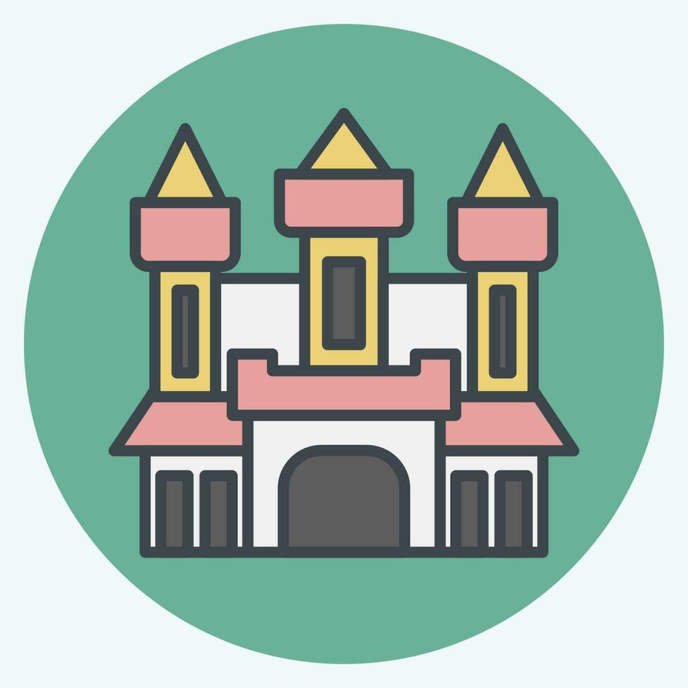 Icon Castle. related to Halloween symbol. color mate style. simple design editable. simple illustration vector
