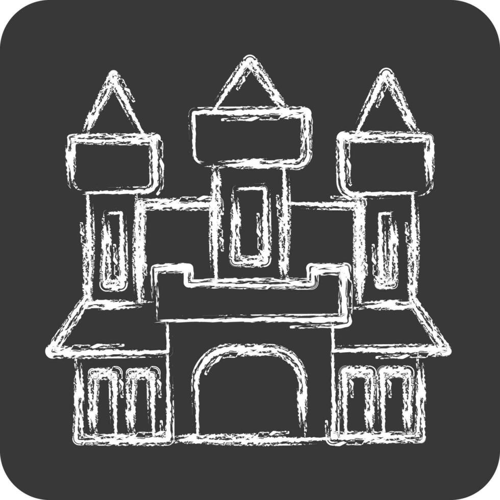 Icon Castle. related to Halloween symbol. chalk Style. simple design editable. simple illustration vector