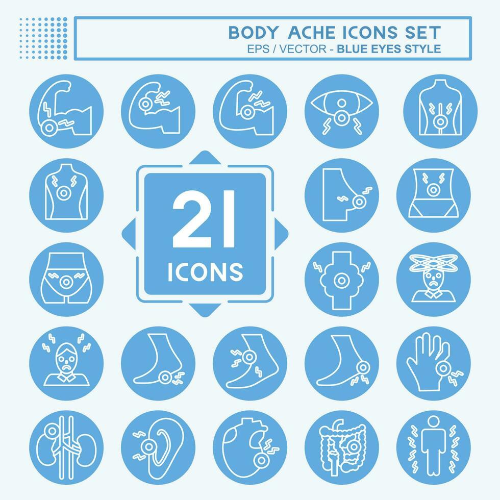 Icon Set Body Ache. related to Healthy symbol. blue eyes style. simple design editable. simple illustration vector