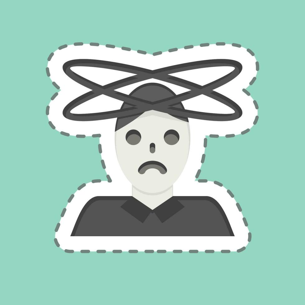Sticker line cut Dizziness. related to Body Ache symbol. simple design editable. simple illustration vector