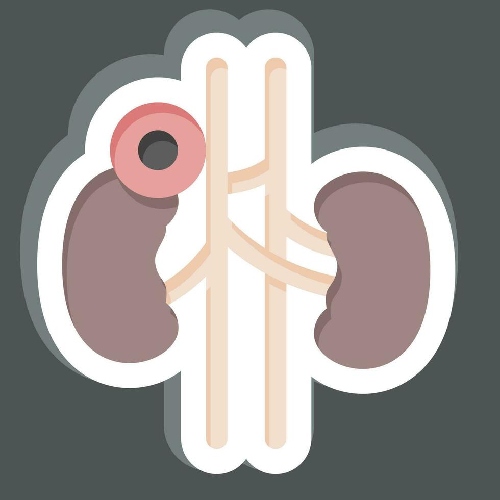 pegatina riñón. relacionado a cuerpo dolor símbolo. sencillo diseño editable. sencillo ilustración vector