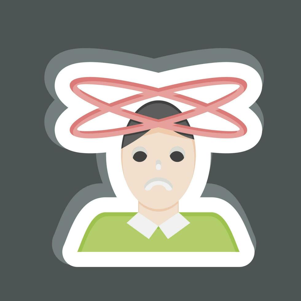 Sticker Dizziness. related to Body Ache symbol. simple design editable. simple illustration vector