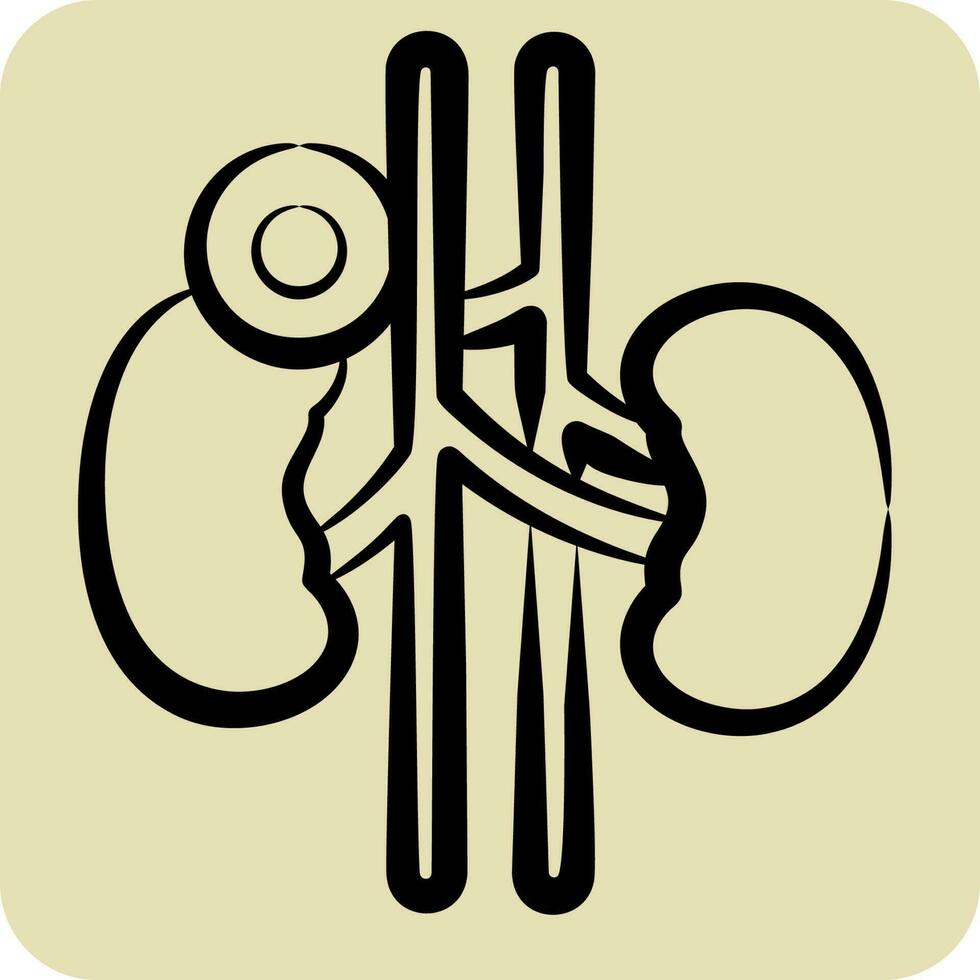 icono riñón. relacionado a cuerpo dolor símbolo. mano dibujado estilo. sencillo diseño editable. sencillo ilustración vector