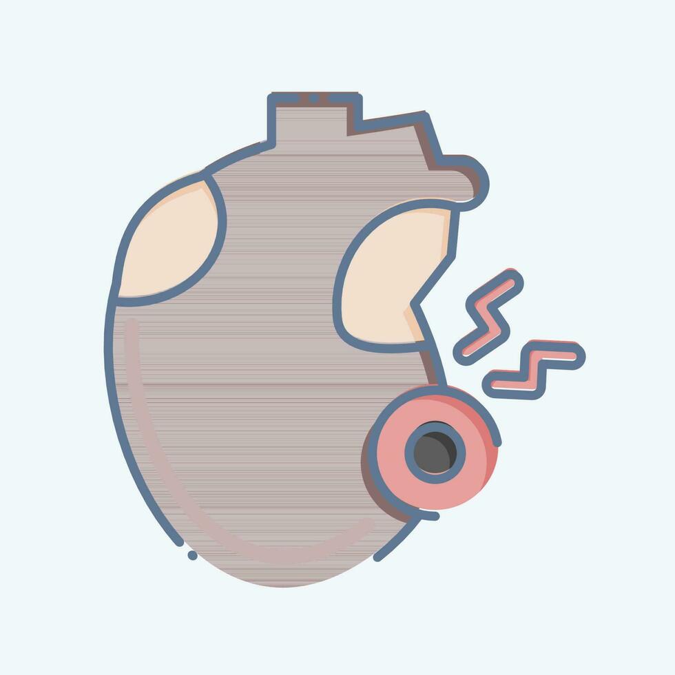 Icon Heartache. related to Body Ache symbol. doodle style. simple design editable. simple illustration vector