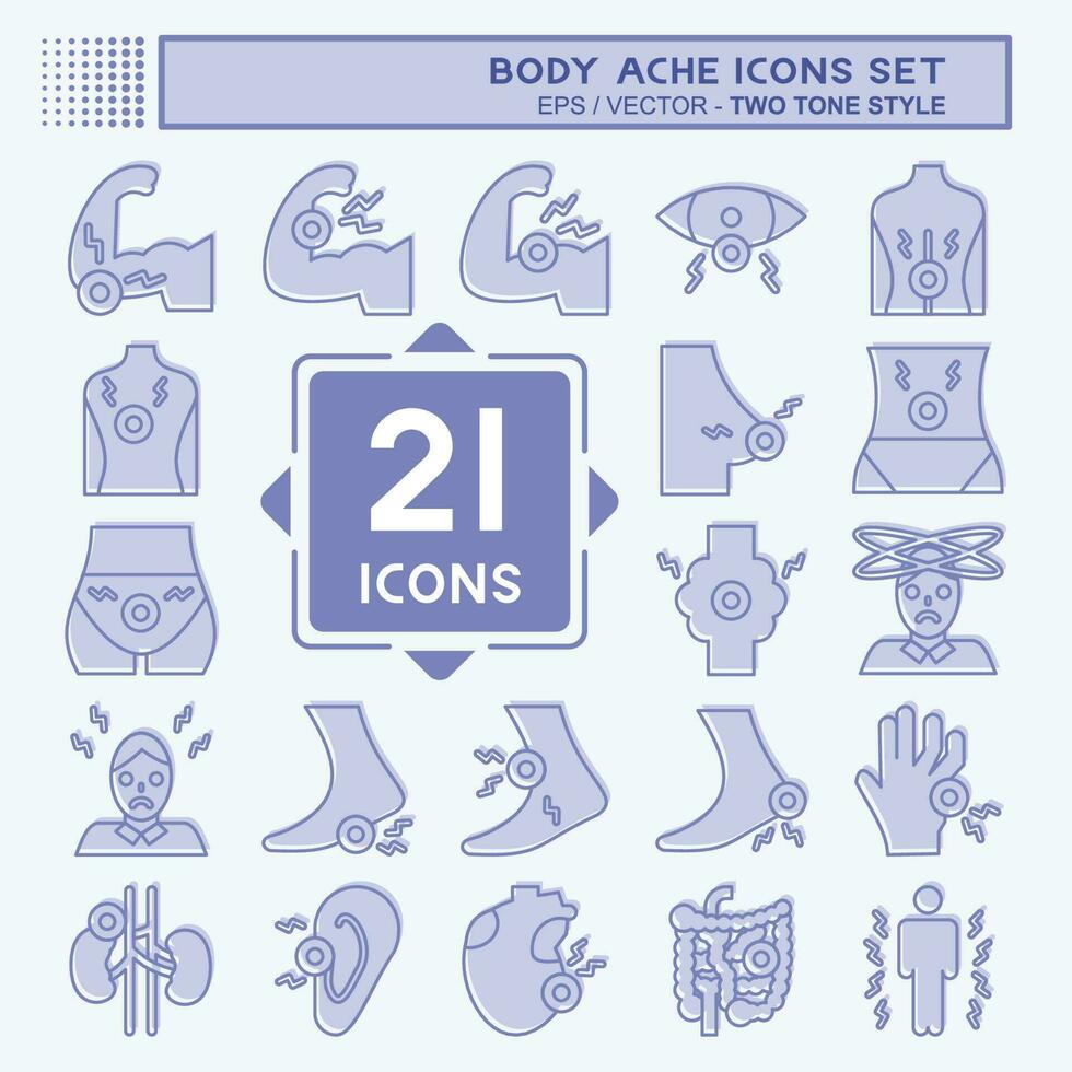 Icon Set Body Ache. related to Healthy symbol. two tone style. simple design editable. simple illustration vector
