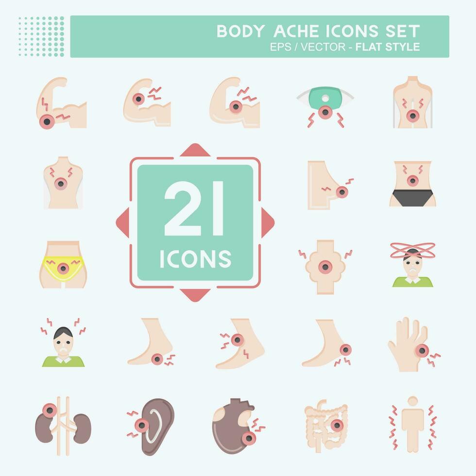 Icon Set Body Ache. related to Healthy symbol. flat style. simple design editable. simple illustration vector