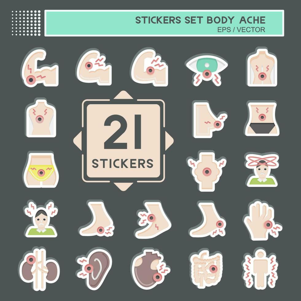 Sticker Set Body Ache. related to Healthy symbol. simple design editable. simple illustration vector