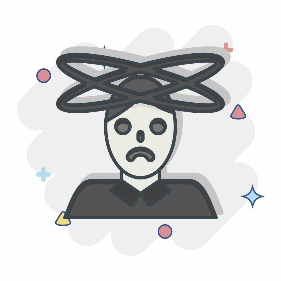 Icon Dizziness. related to Body Ache symbol. comic style. simple design editable. simple illustration vector