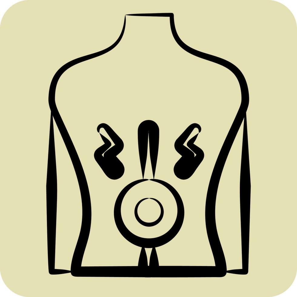 Icon Back Pain. related to Body Ache symbol. hand drawn style. simple design editable. simple illustration vector