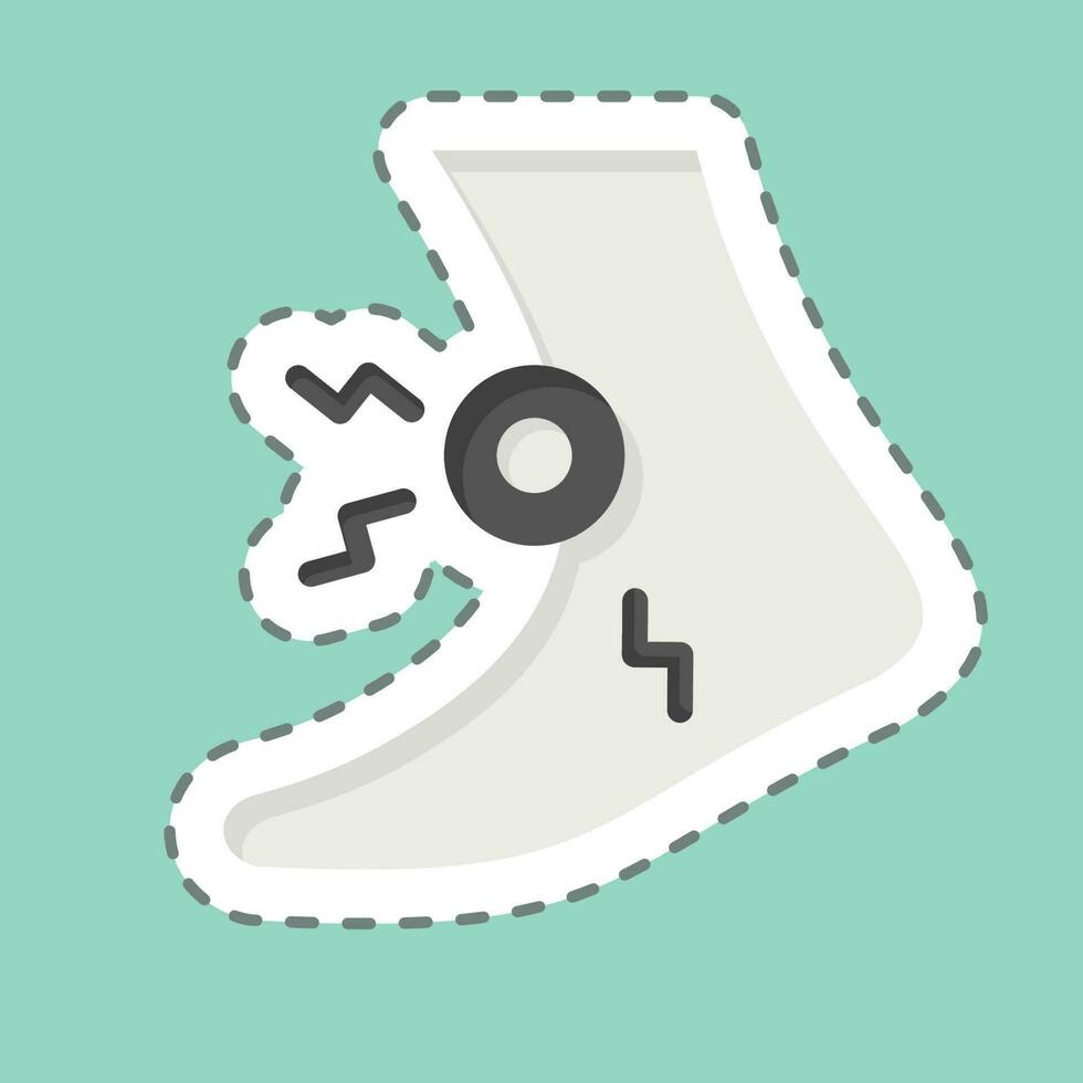 Sticker line cut Foot. related to Body Ache symbol. simple design editable. simple illustration vector