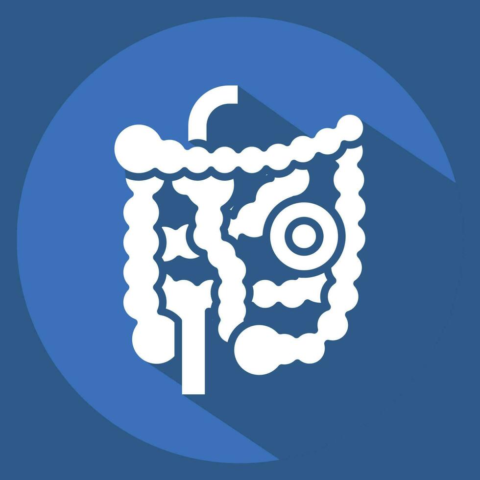 Icon Bowels. related to Body Ache symbol. long shadow style. simple design editable. simple illustration vector