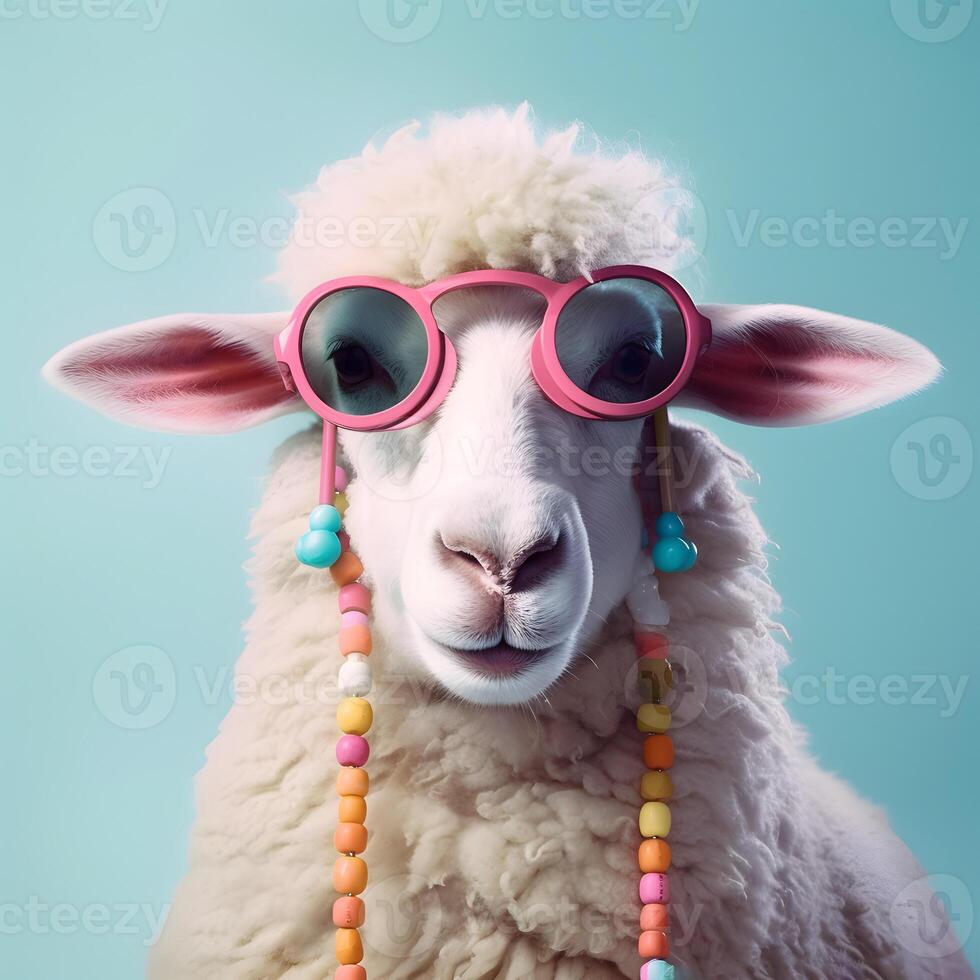 Fashionable sheep with eyeglasses. photo