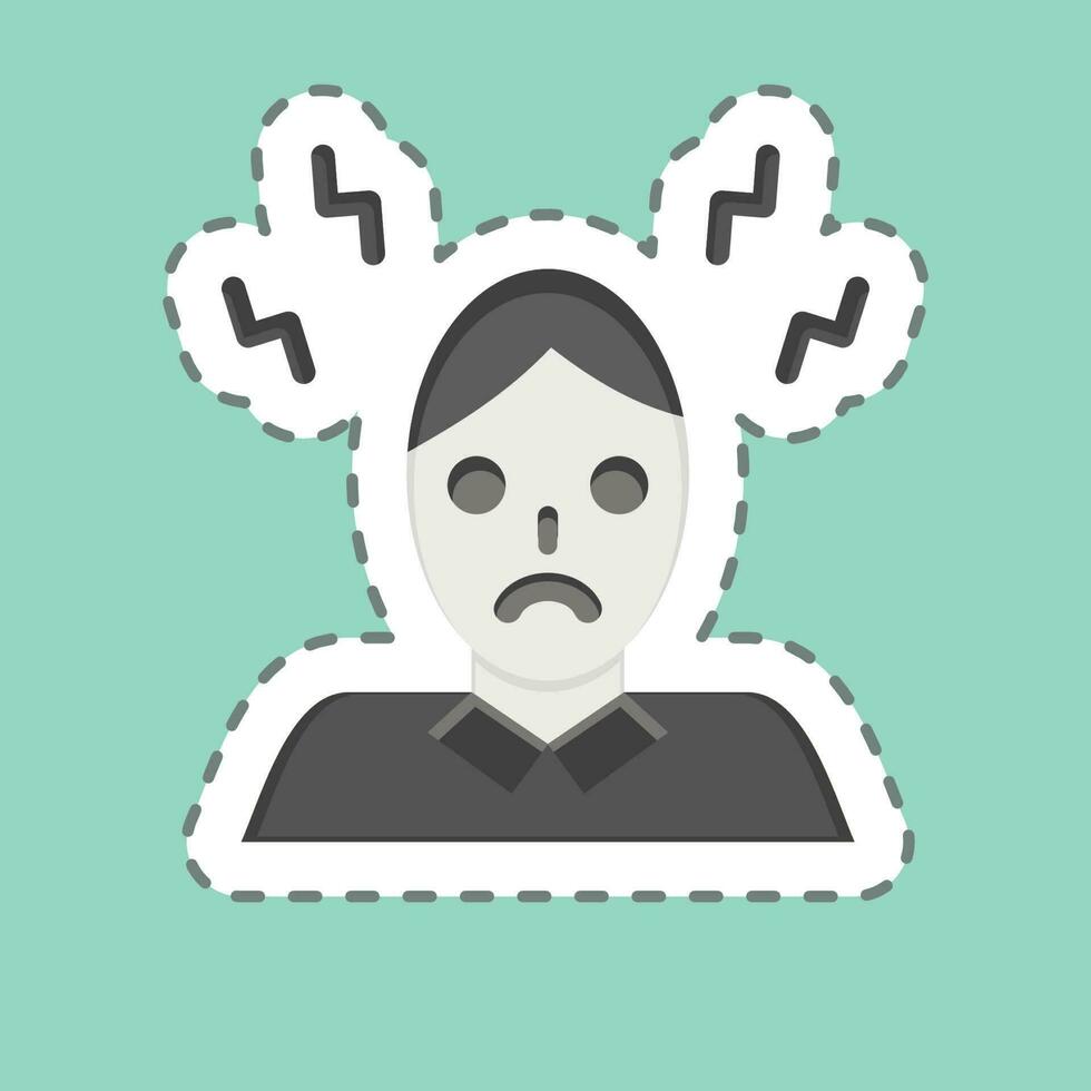 Sticker line cut Headache. related to Body Ache symbol. simple design editable. simple illustration vector