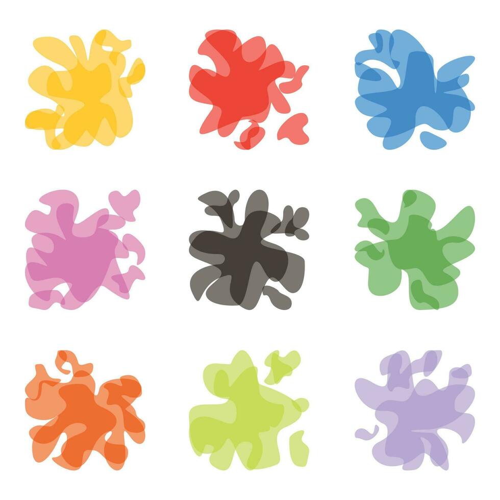 set of paint or water spill icons abstract shapes in attractive colors, vector illustration on a white background.