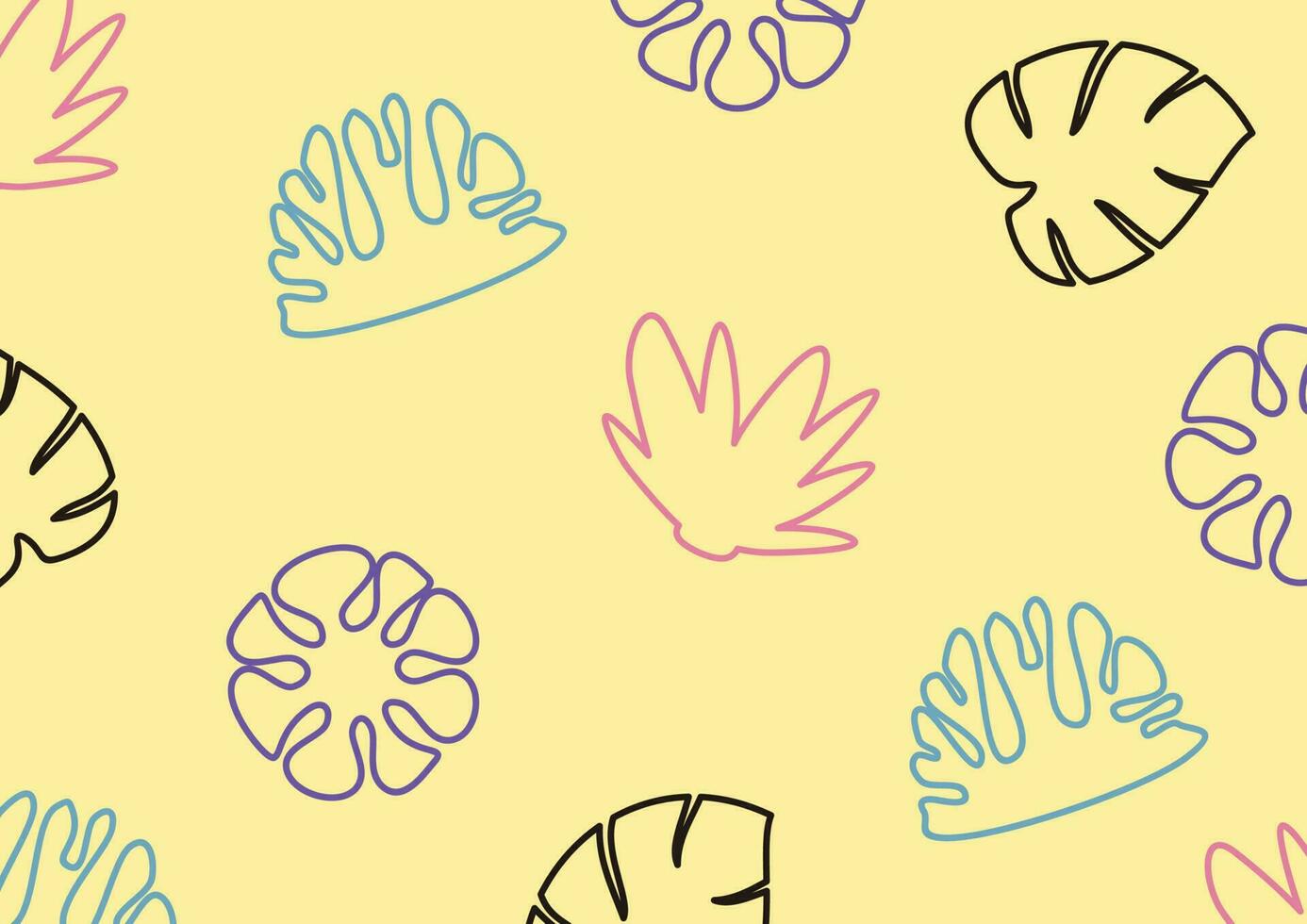 Summer background with attractive color patterns of leaves, plants and flowers icons. vector for banners, greeting cards, social media, gift wrapping.