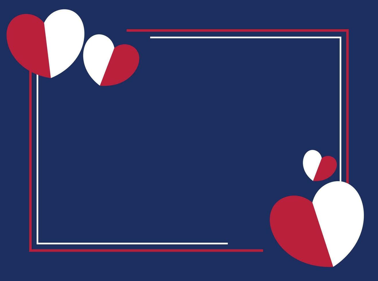 americano nacional fiesta antecedentes en azul, blanco, rojo colores con corazón icono. diseño para bandera, saludo tarjeta, invitación, social medios de comunicación, web. vector