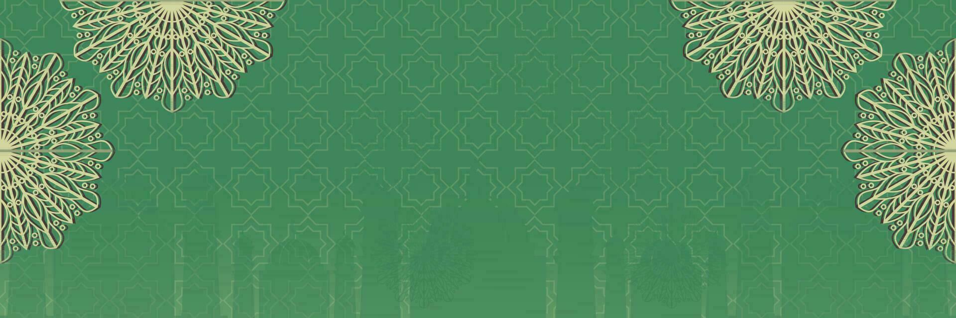 Islamic green background, with beautiful mandala ornament. vector template for banners, greeting cards for Islamic holidays.