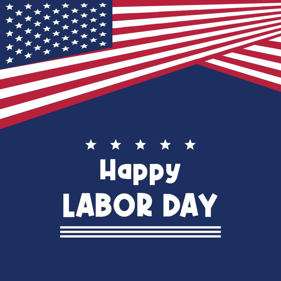 Happy Labor Day template American national holiday illustration with US flag ornament, design for banner, greeting card, invitation, social media, web. vector