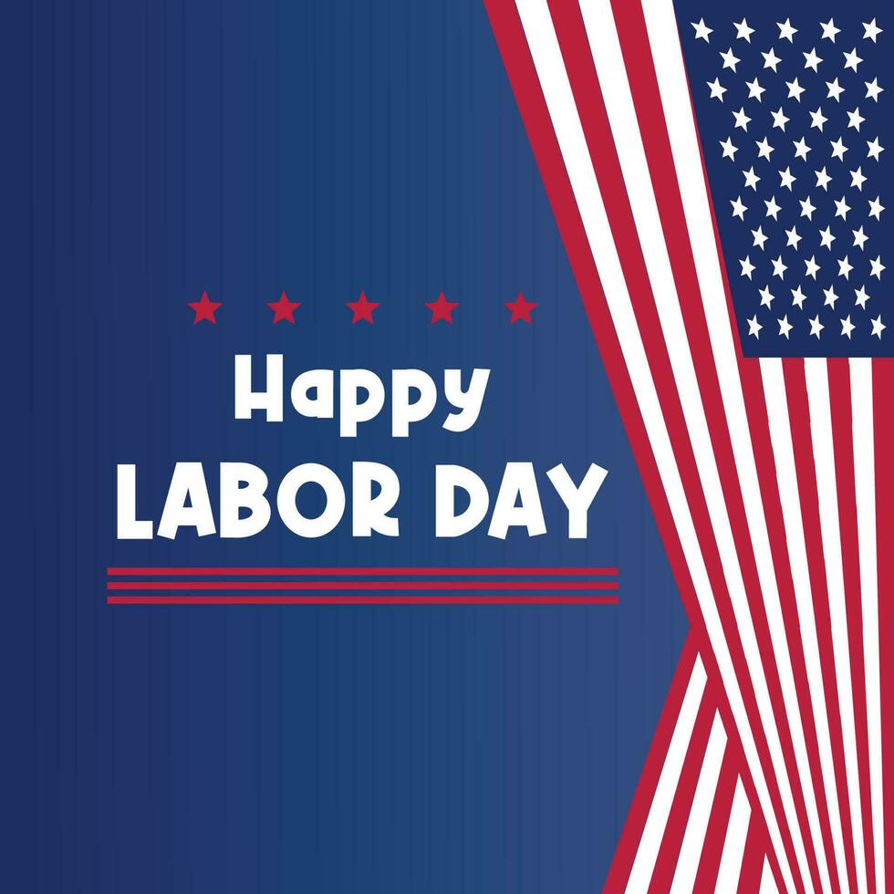 Happy Labor Day template American national holiday illustration with US flag ornament, design for banner, greeting card, invitation, social media, web. vector