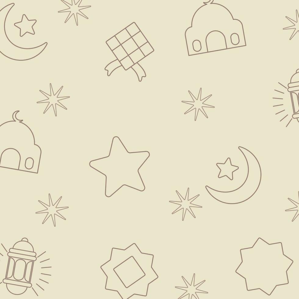 Abstract shape of icon pattern of moon, star, mosque, cloud, lantern, Islamic themed geometric design. social media template, for beautiful gift wrapping and textiles vector