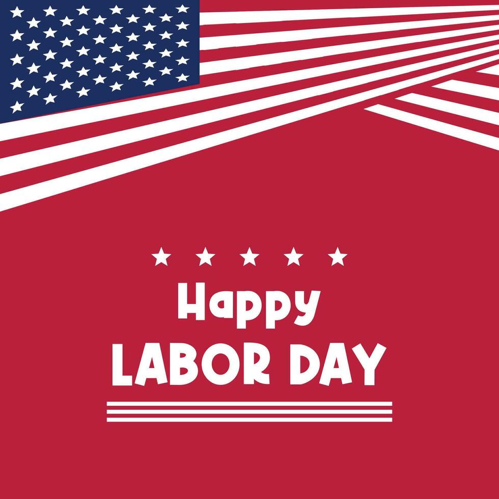 Happy Labor Day template American national holiday illustration with US flag ornament, design for banner, greeting card, invitation, social media, web. vector