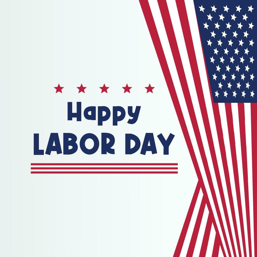 Happy Labor Day template American national holiday illustration with US flag ornament, design for banner, greeting card, invitation, social media, web. vector