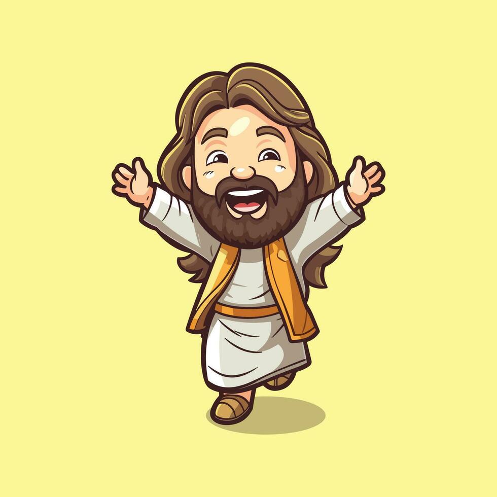 Cartoon illustration of cute jesus vector