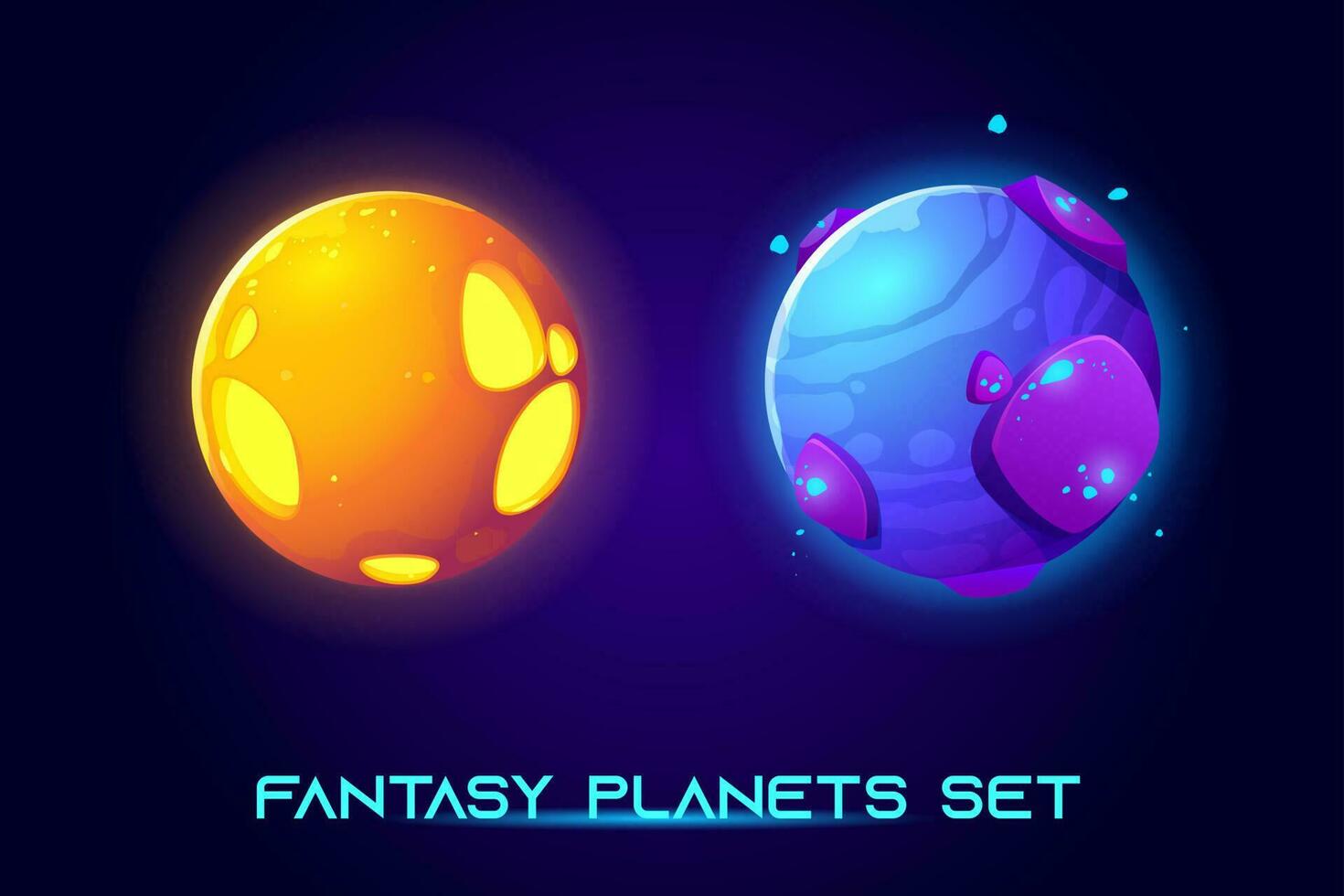 Fantastic space planets for ui galaxy game vector