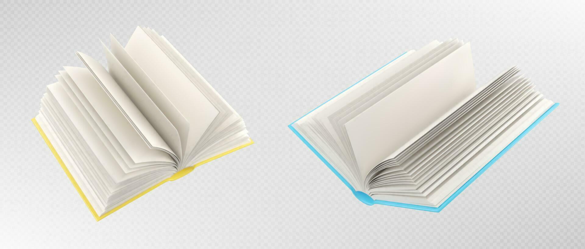 3d abierto libros con blanco blanco paginas vector