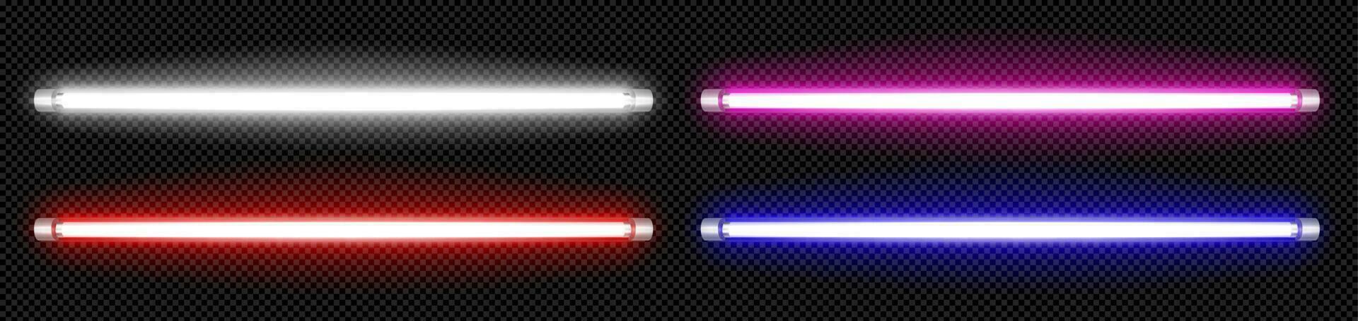 Isolated neon led lamp tube line with blue glow vector
