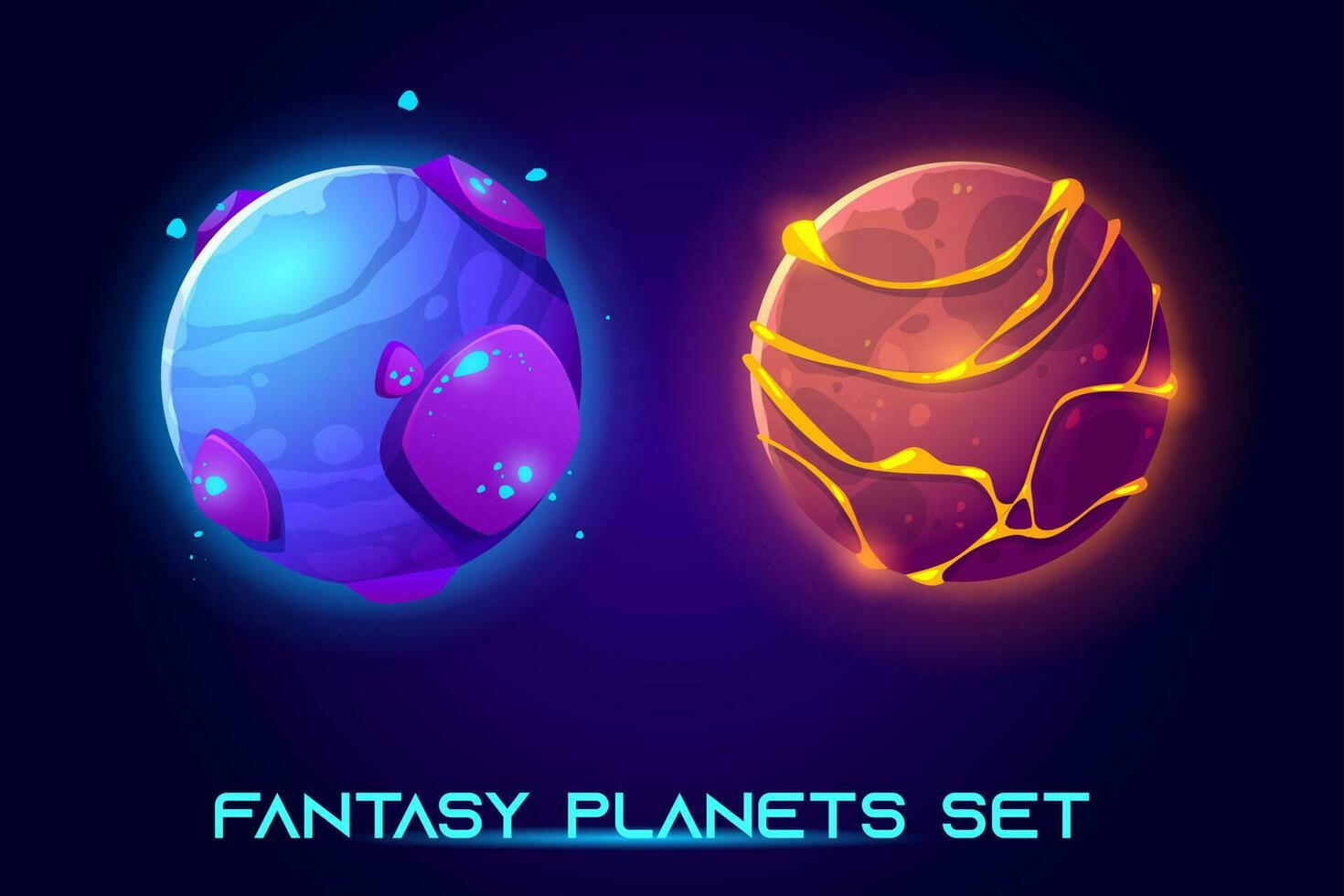 Fantastic space planets for ui galaxy game vector