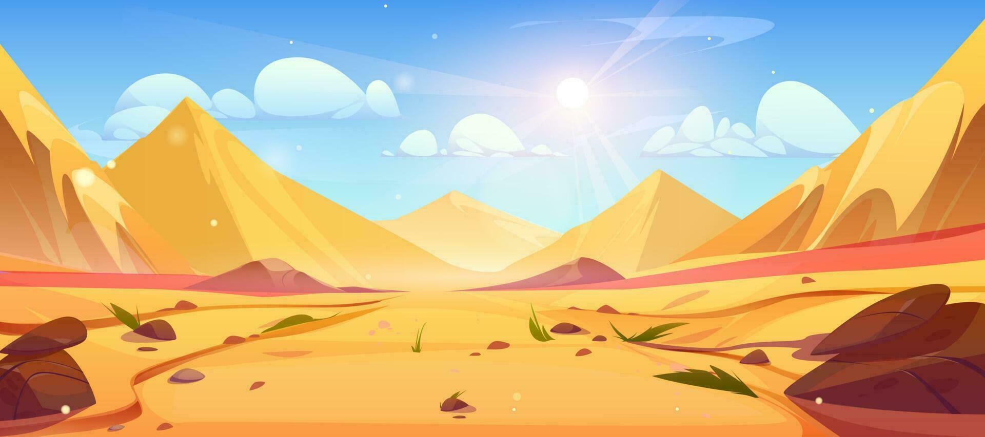 Empty Dubai desert cartoon vector nature landscape
