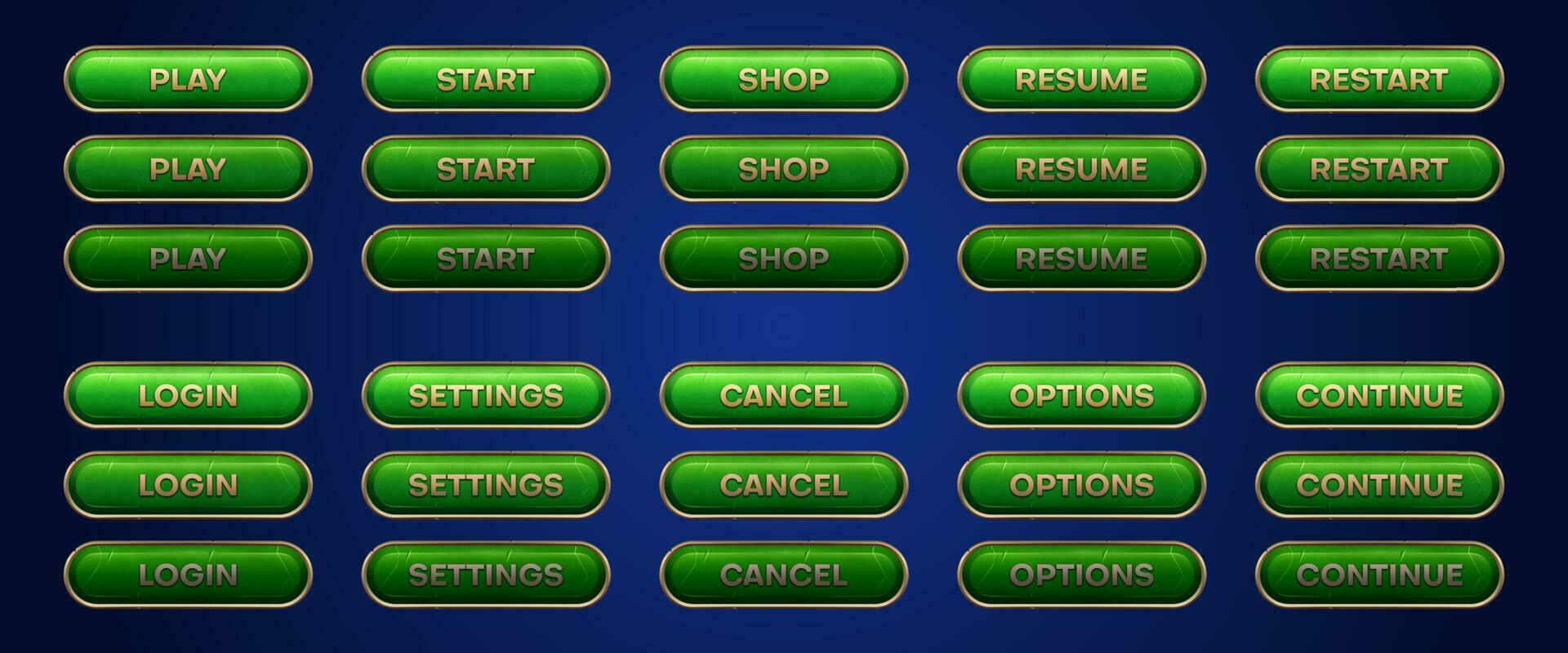 Buttons for web game menu or website ui design vector
