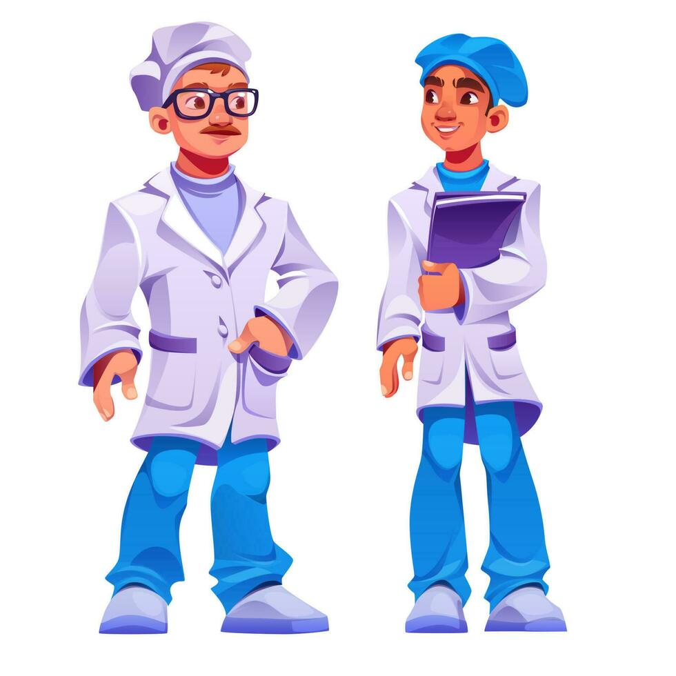 Cartoon doctor character team vector illustration