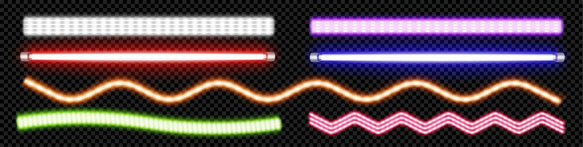 Led neon tube lamp vector glow line party stripe