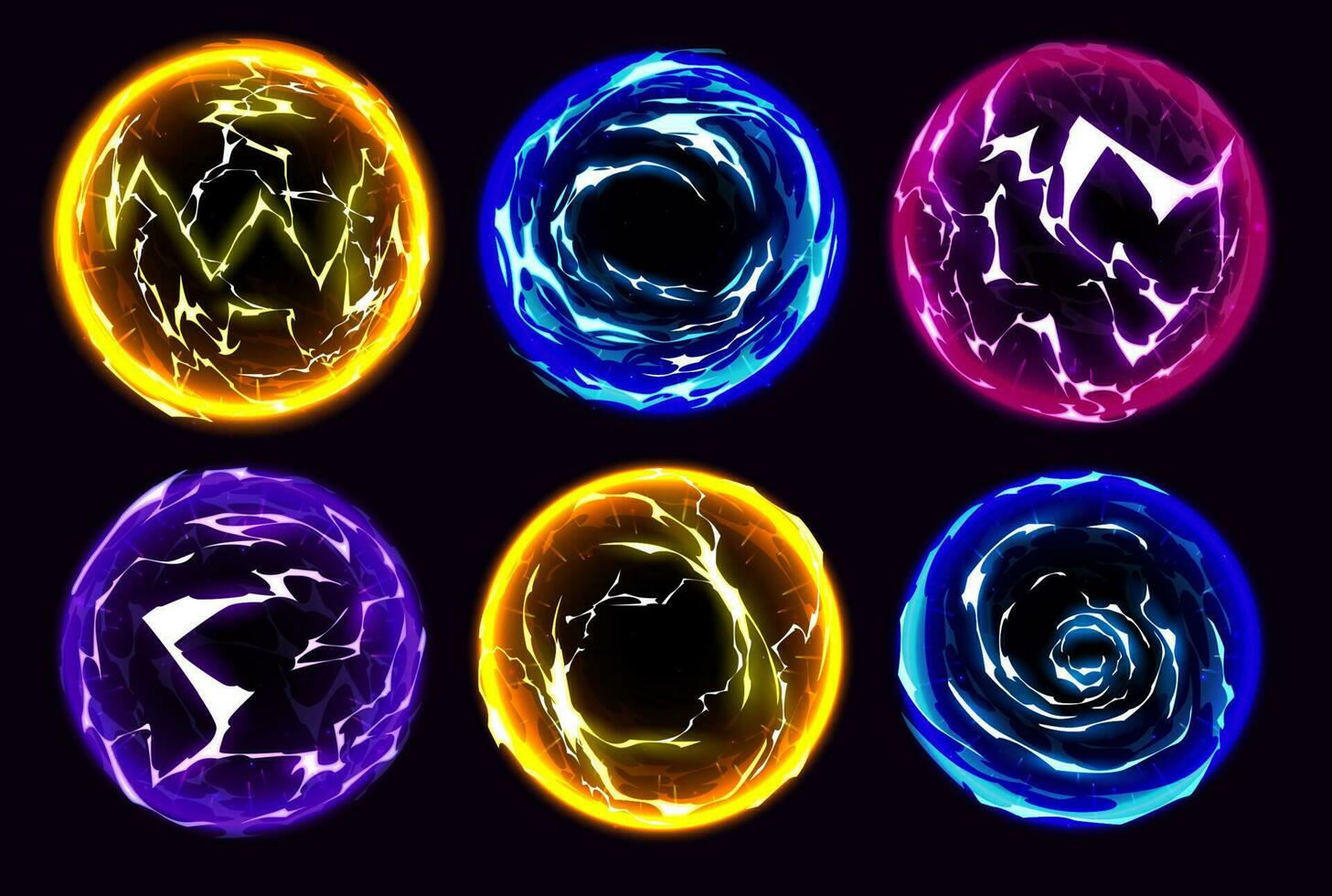 Electric lightning glow ball, magic energy sphere vector