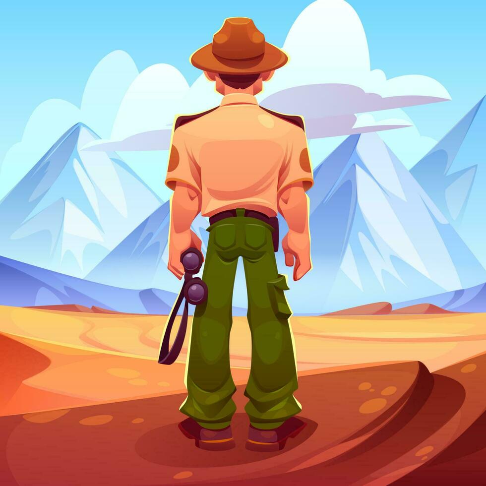 Sheriff character in western desert vector