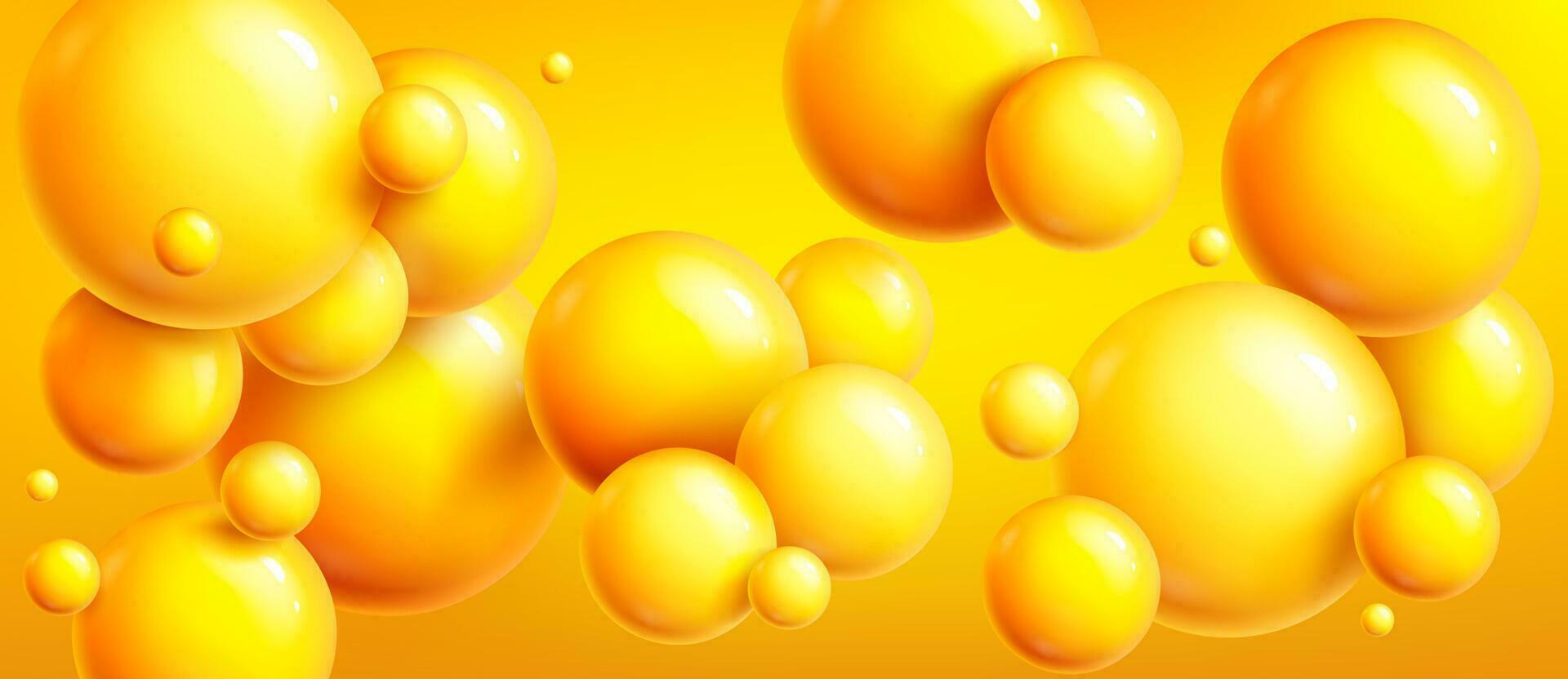 3d yellow sphere background, abstract ball bubble vector