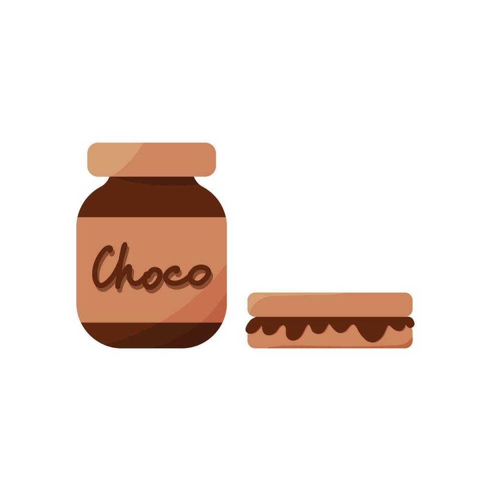 chocolate paste toast eat sweet food elements vector