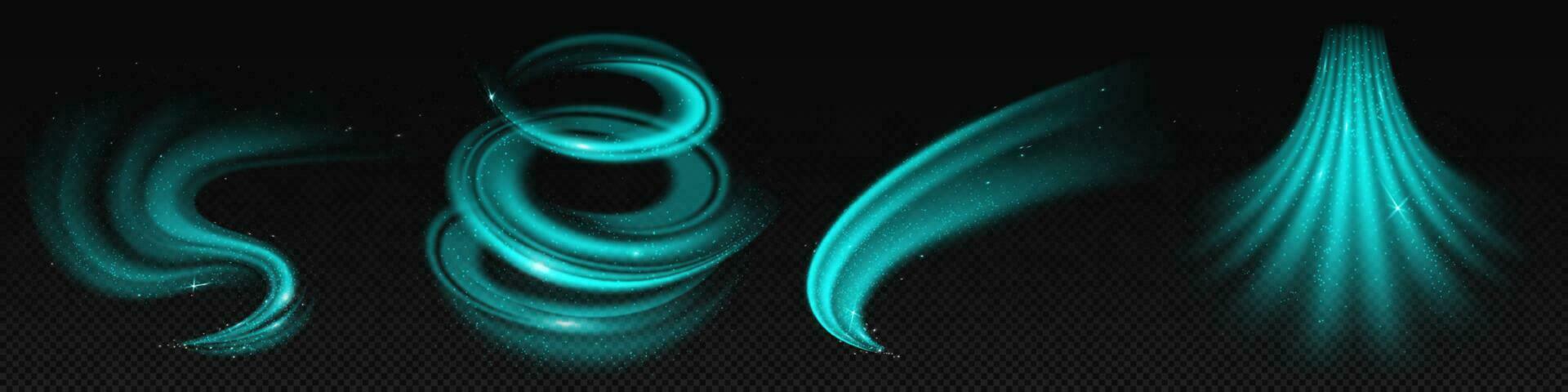 Turquoise air wind flow effect, magic fresh swirl vector