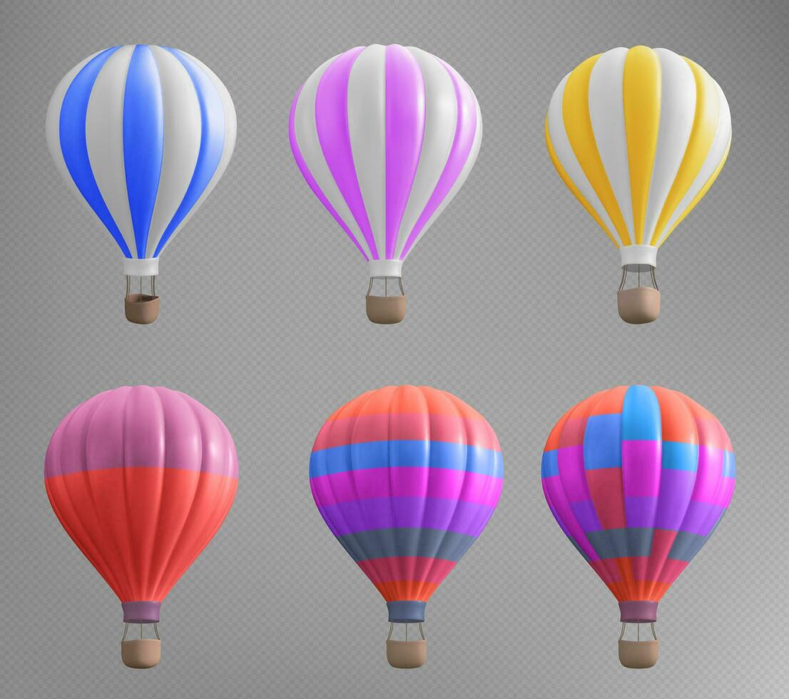 3d isolated hoy air balloon basket illustration vector