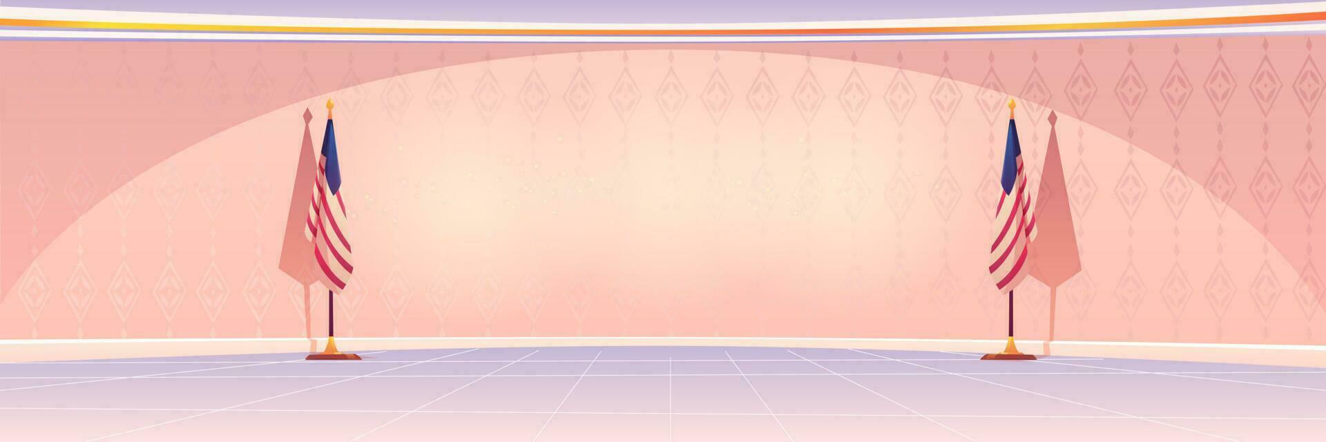 Empty office in White house with american flags vector