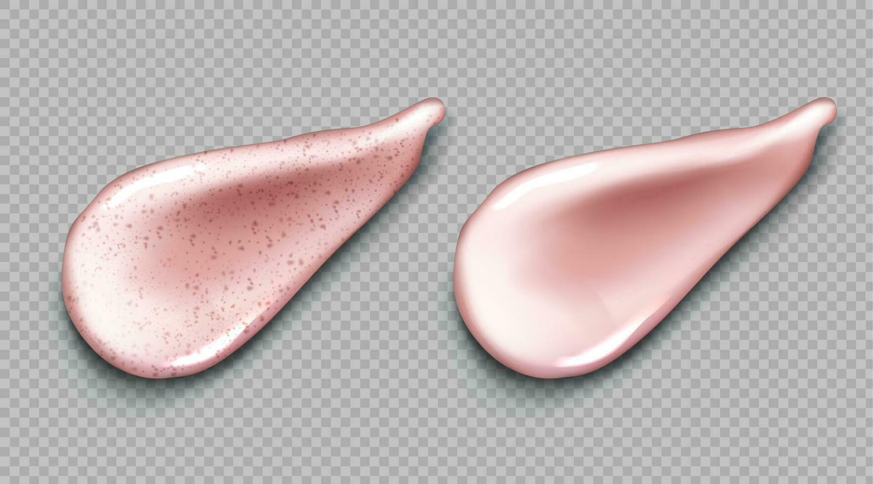 Cosmetic cream and scrub pink smear realistic set vector