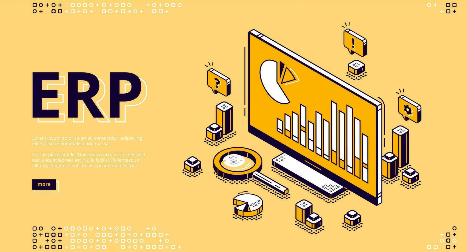 ERP enterprise resource planning isometric landing vector