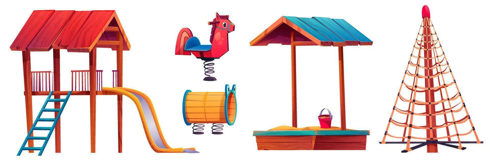 Playground park recreation cartoon vector set