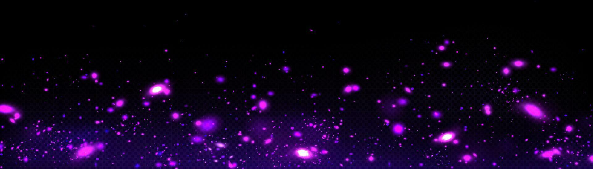 Purple firefly light, magic glow effect vector