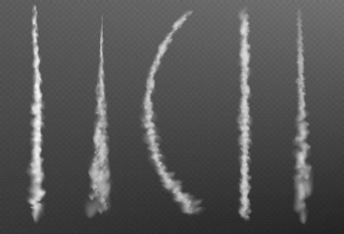 Plain smoke trail, jet vector contrail line cloud