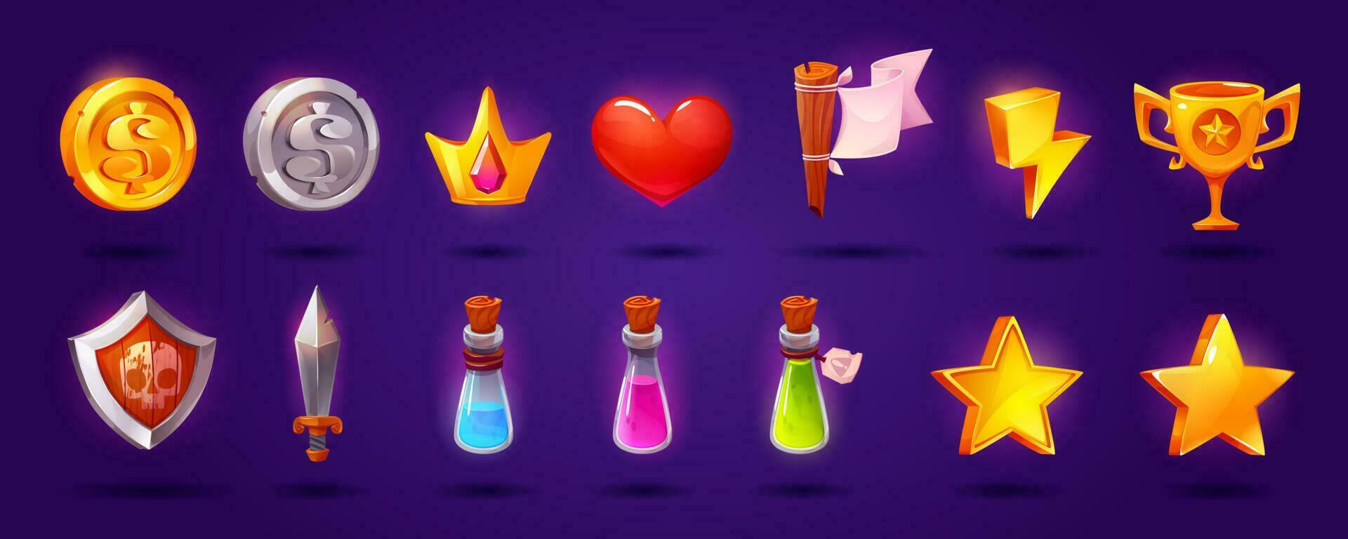 Ui casino game icon vector crown and coin element